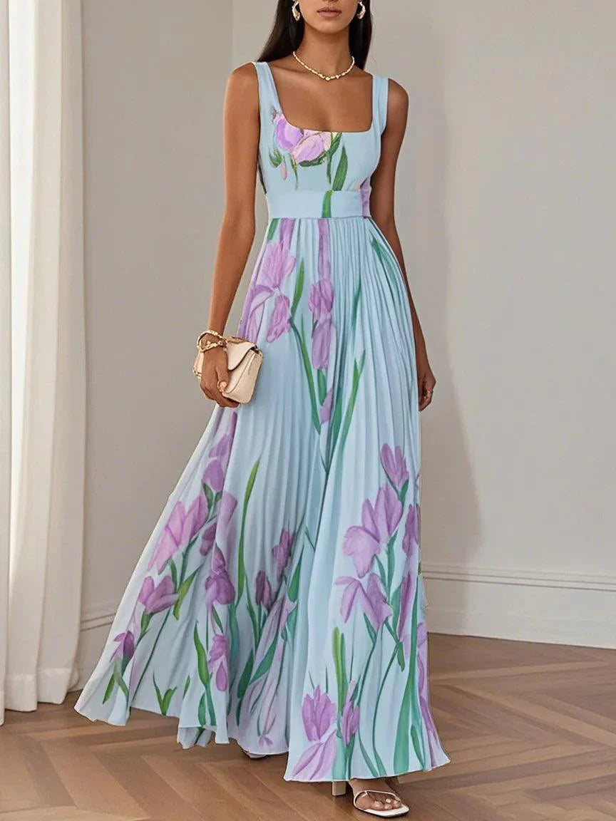 Ella | Floral Pleated Maxi Dress