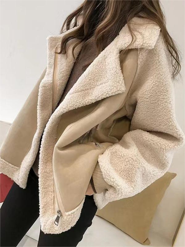 Moira | Oversize Fur Suede Jacket with Lapel Collar