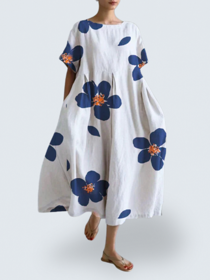 Katy's Flow Dress – Effortless Elegance with Bold Floral Art