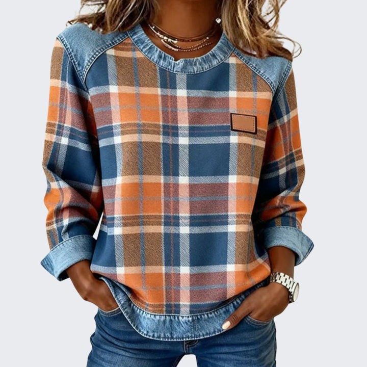 Avery | Plaid Denim Sweater