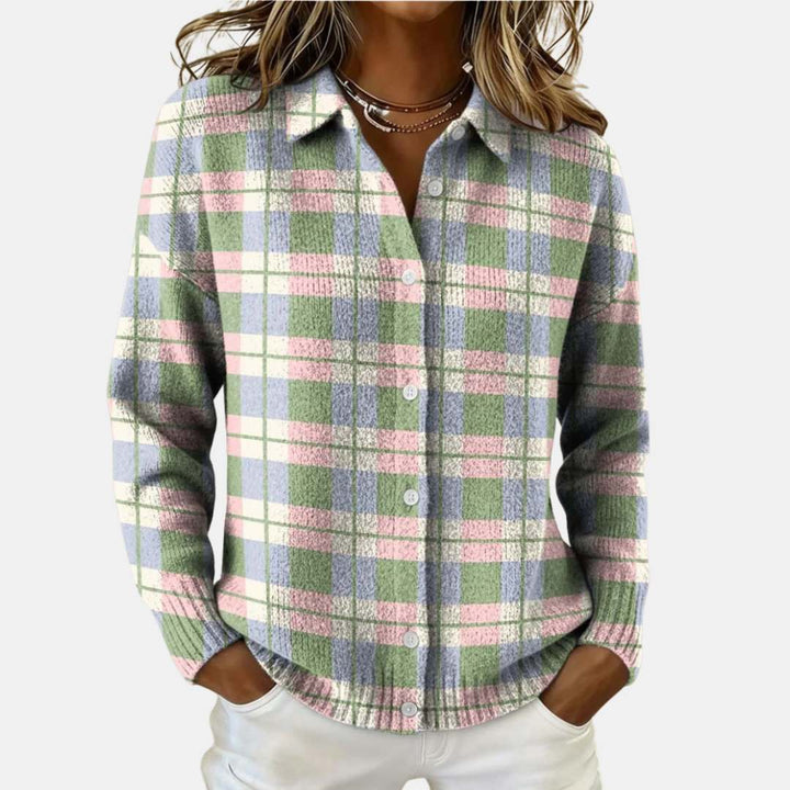 Margot | Pastel Plaid Button Cardigan