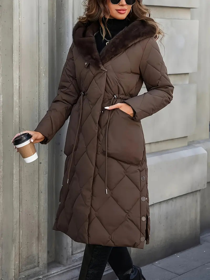Gemma™ | Quilted Faux Fur Hooded Coat
