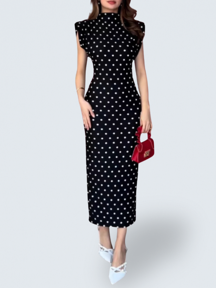 Polka Dot | Elegant V-Neck Waist Dress