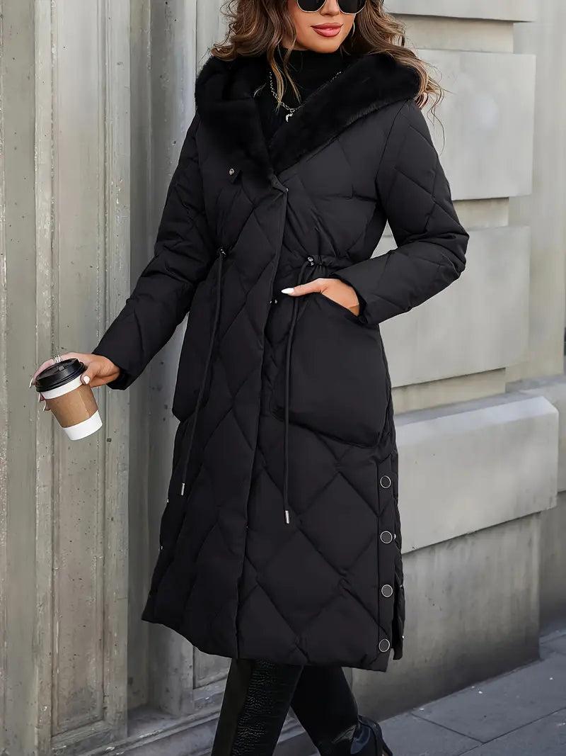 Gemma™ | Quilted Faux Fur Hooded Coat