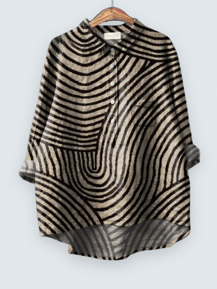 Women's Circular Line Pattern Print Casual Shirt
