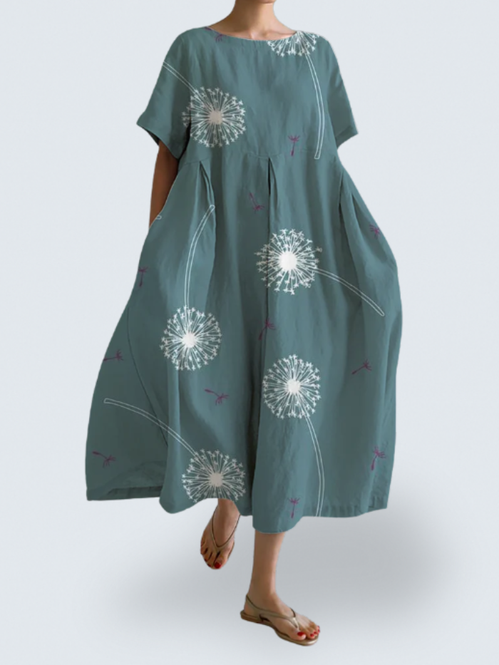 Lisa's Flow Dress – Effortless Elegance with Bold Floral Art
