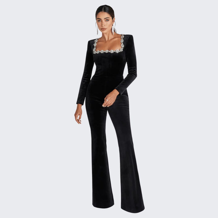 Kimberly | Black Velvet Jumpsuit