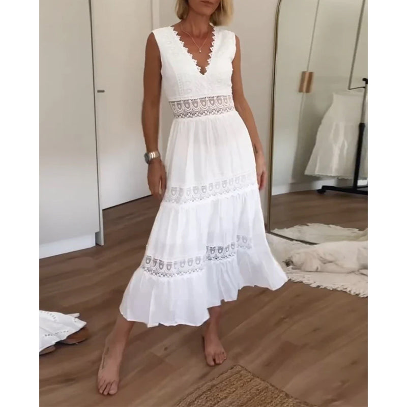 Charlotte | Handcrafted Lace Dress with V-Neckline