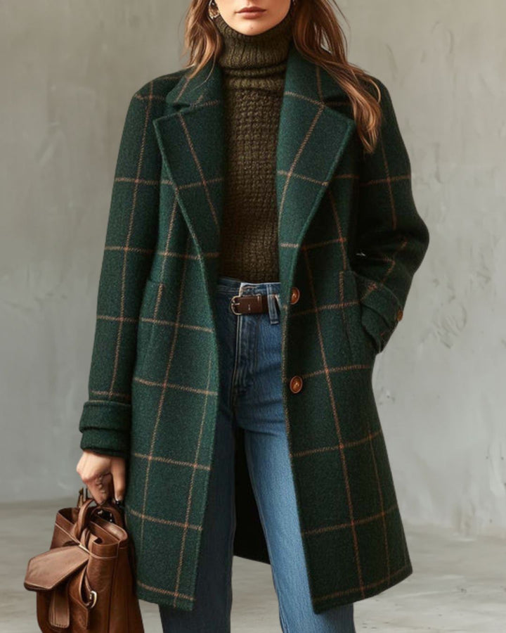 Bellarive  plaid tweed coat with lapel collar