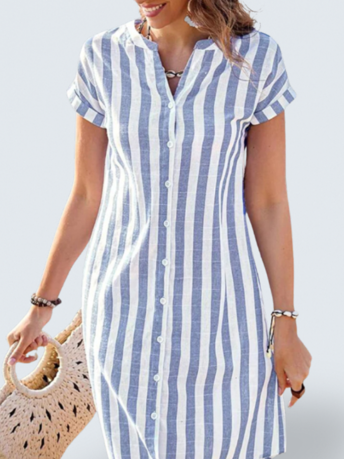 Martine | Elegant Striped Shirt Dress