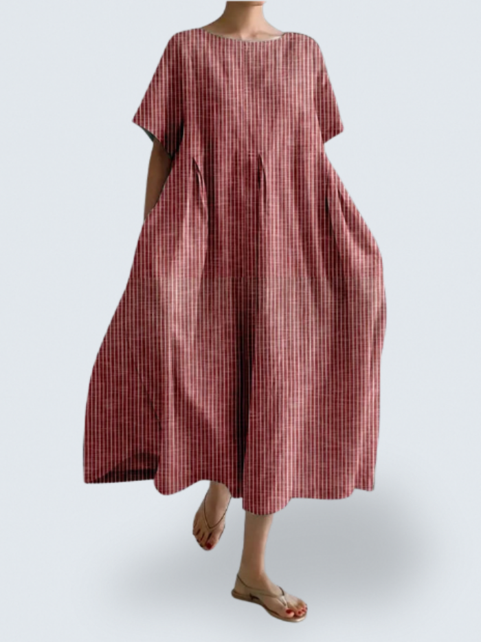 Isabella's Flow Dress – Effortless Elegance with Bold Striped Art