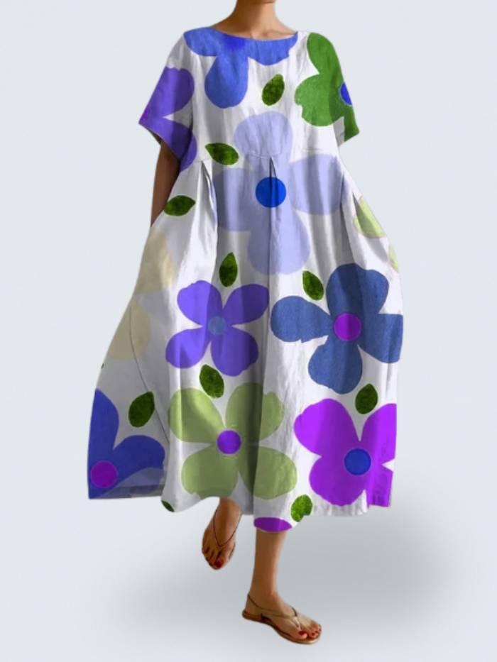 Zoey's Flow Dress – Effortless Elegance with Bold Floral Art