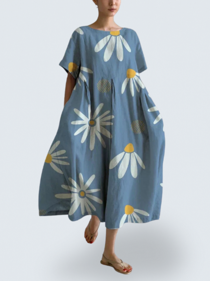 Alice's Flow Dress – Effortless Elegance with Bold Floral Art