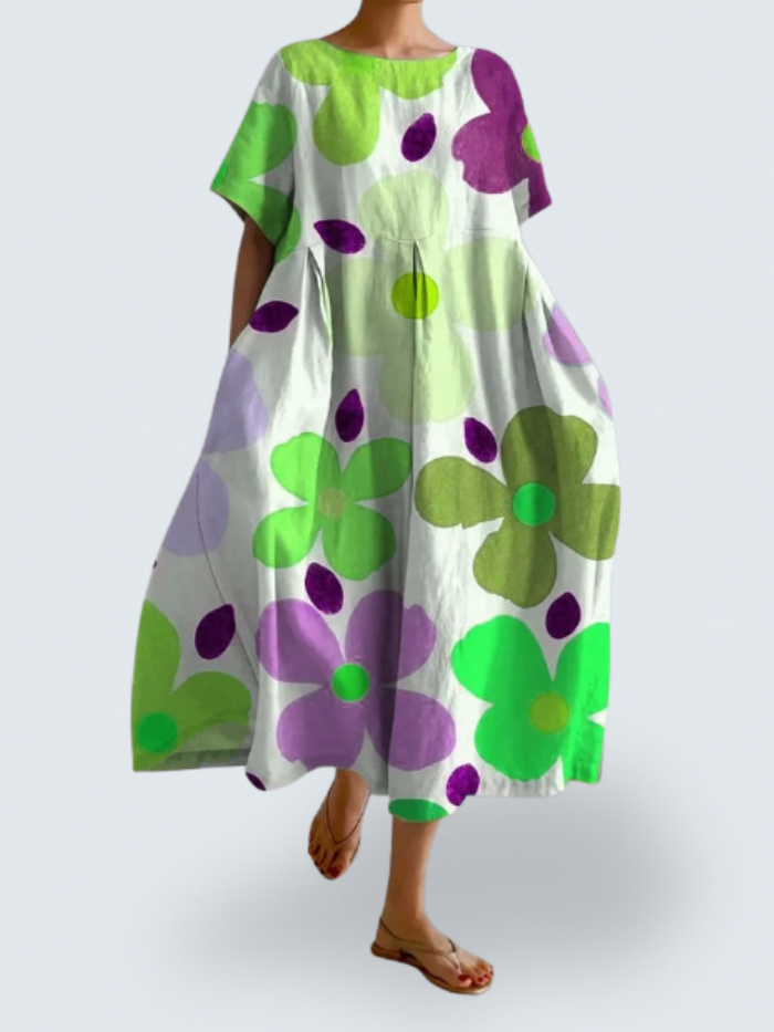 Zoey's Flow Dress – Effortless Elegance with Bold Floral Art
