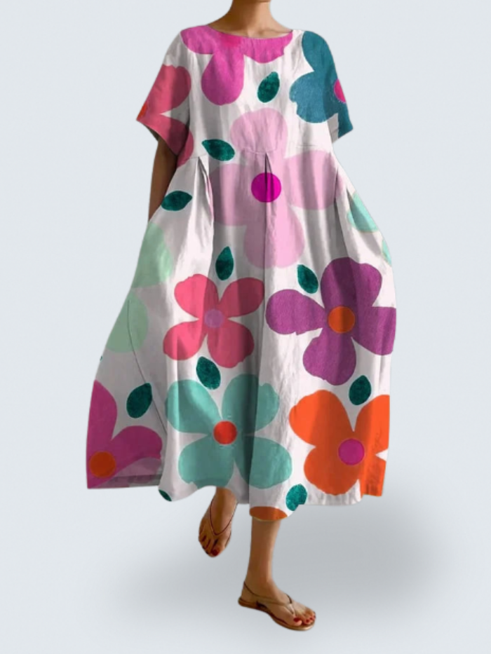 Zoey's Flow Dress – Effortless Elegance with Bold Floral Art