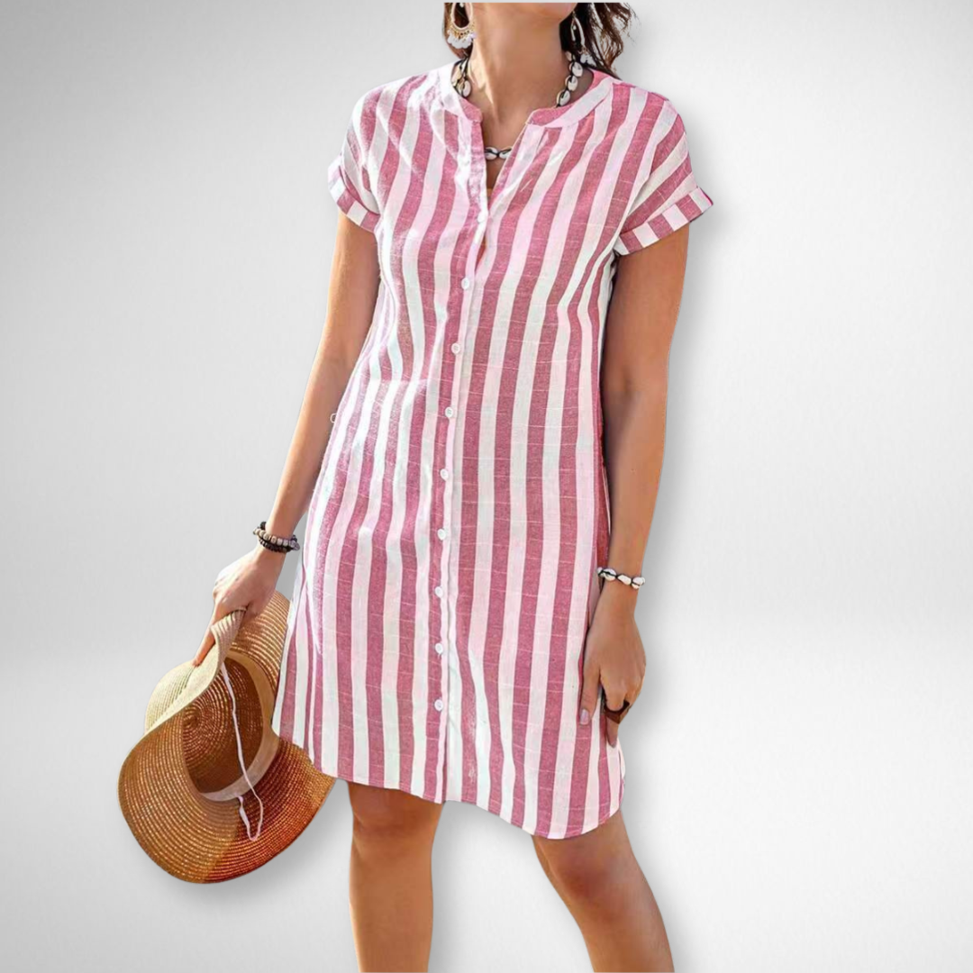 Martine | Elegant Striped Shirt Dress
