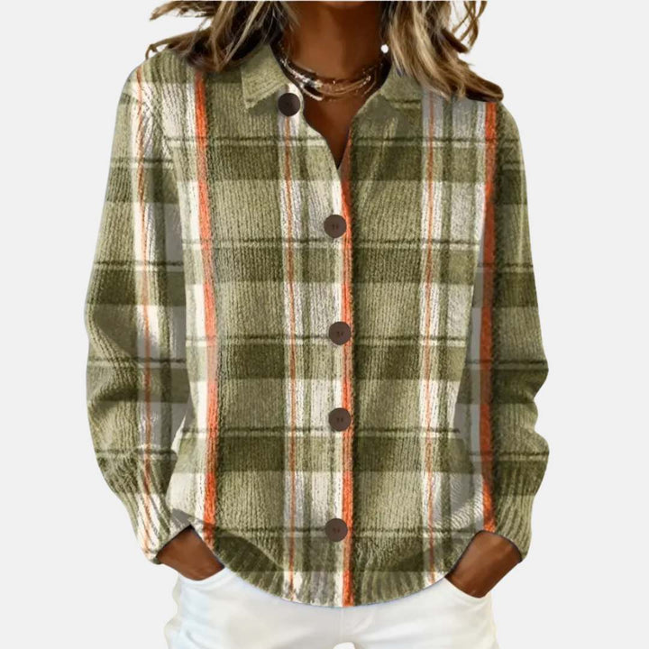 Hazel | Olive Plaid Button Cardigan