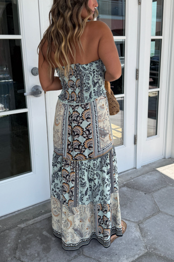 Moonlight | Boho Tile Print Maxi Dress