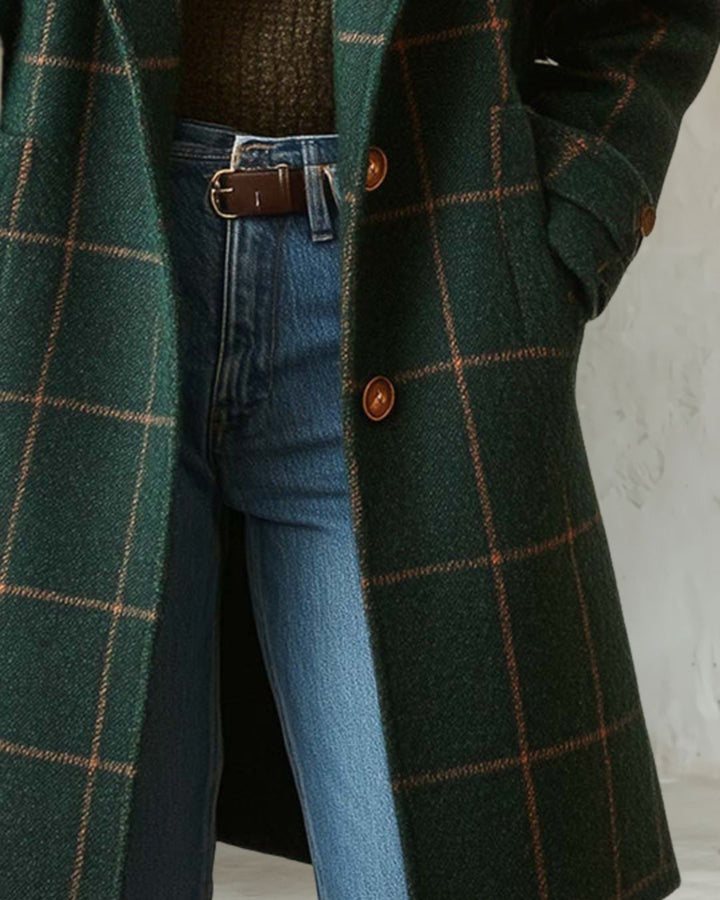 Bellarive  plaid tweed coat with lapel collar