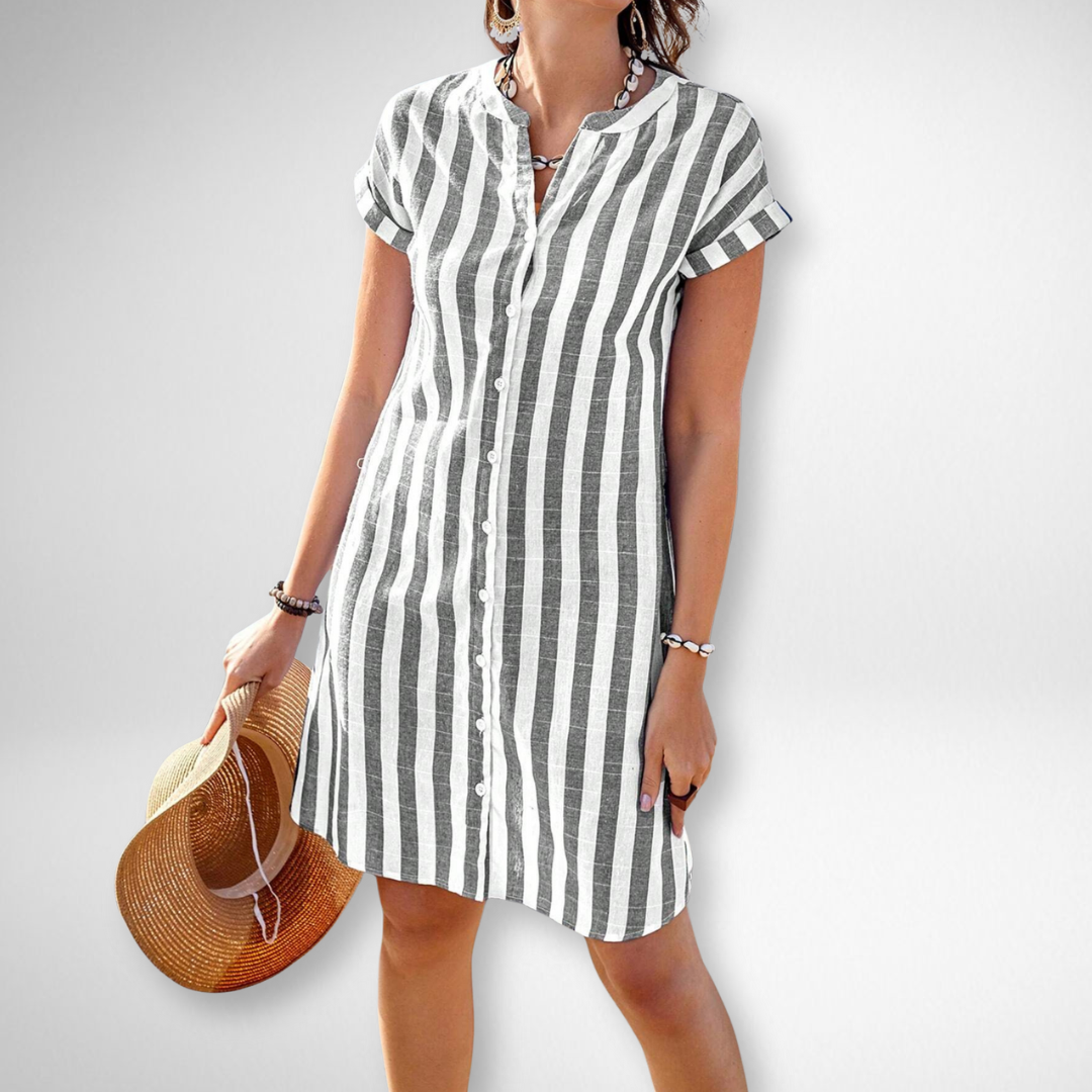 Martine | Elegant Striped Shirt Dress