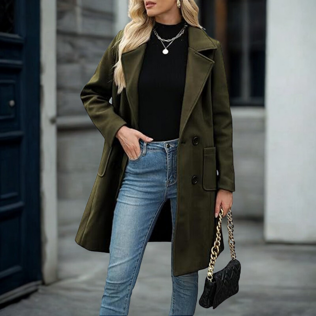 DEMI™ | Casual Mid Length Button Open Front Coat