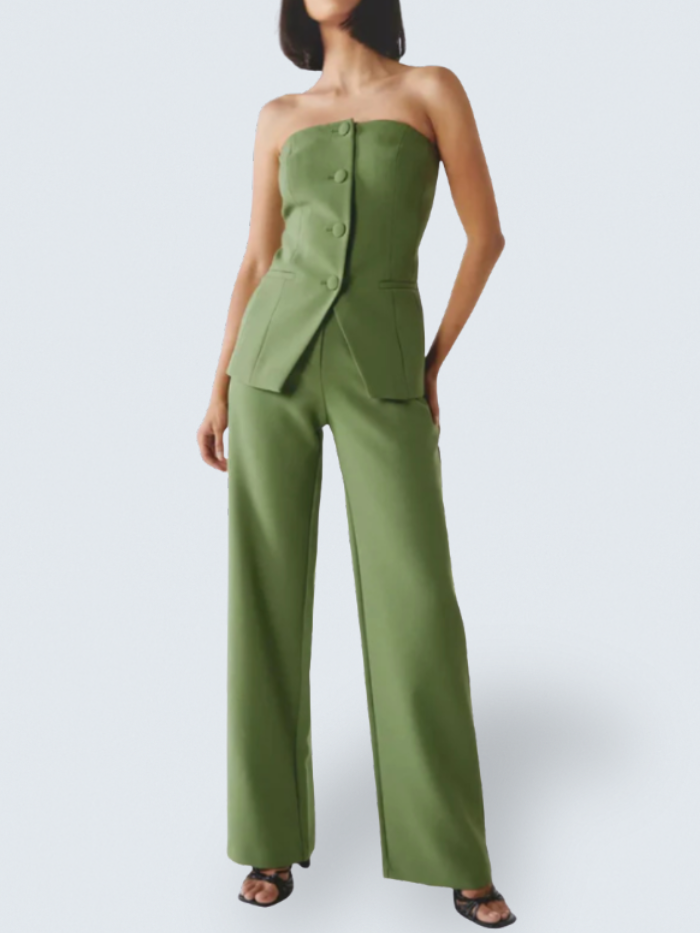 Bria | Strapless Button-Down Jumpsuit