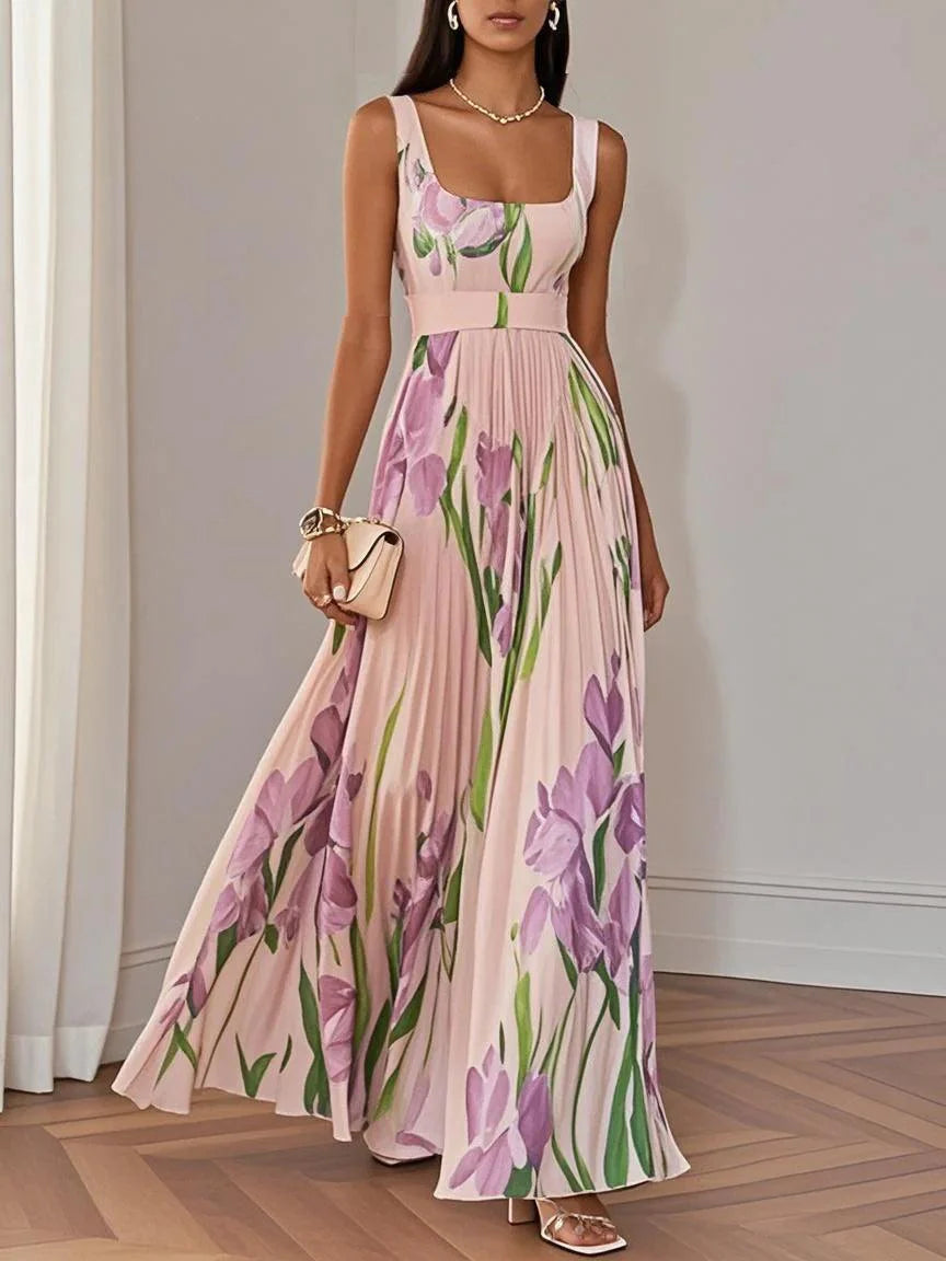 Ella | Floral Pleated Maxi Dress