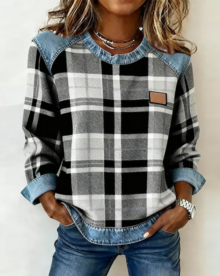 Avery | Plaid Denim Sweater