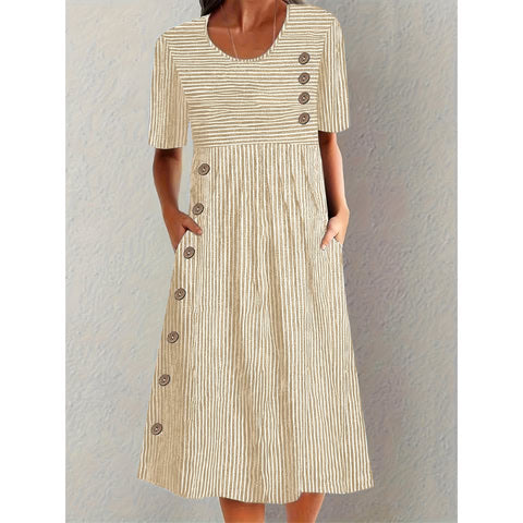 Aubrey | Elegant Striped Summer Midi Dress