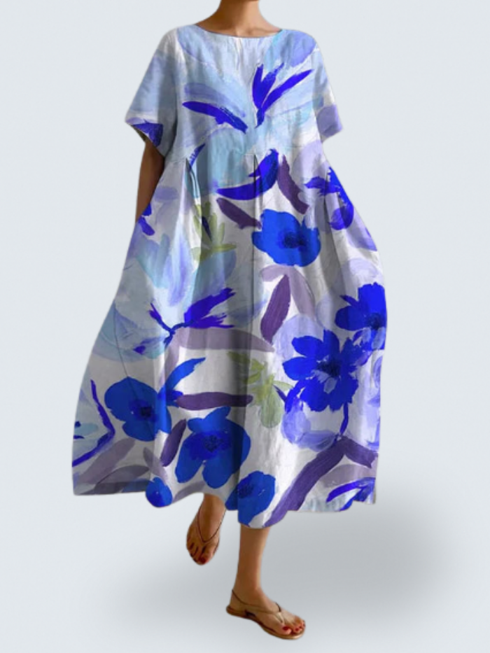 Lucy's Flow Dress – Effortless Elegance with Bold Floral Art