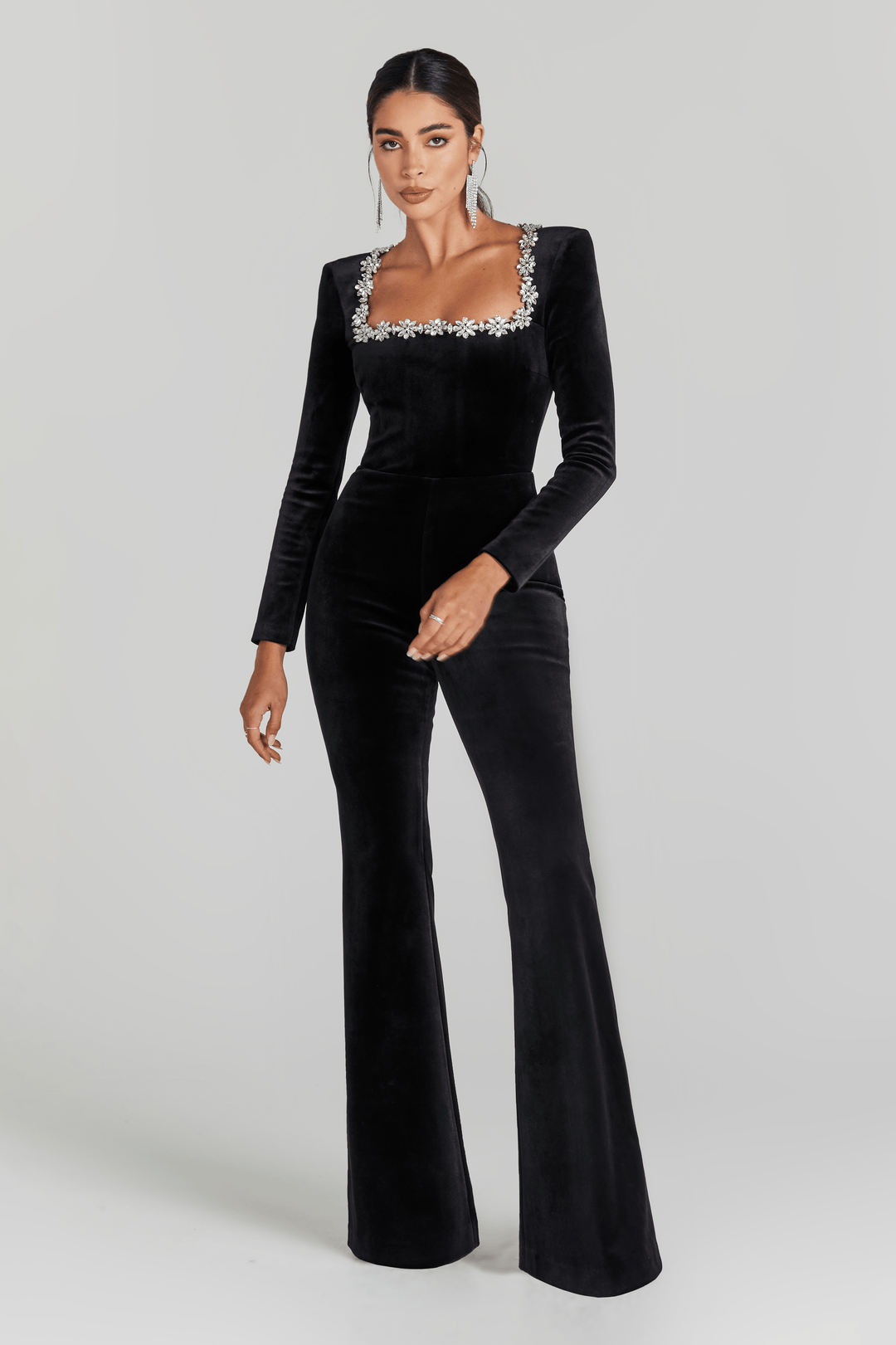 Kimberly | Black Velvet Jumpsuit