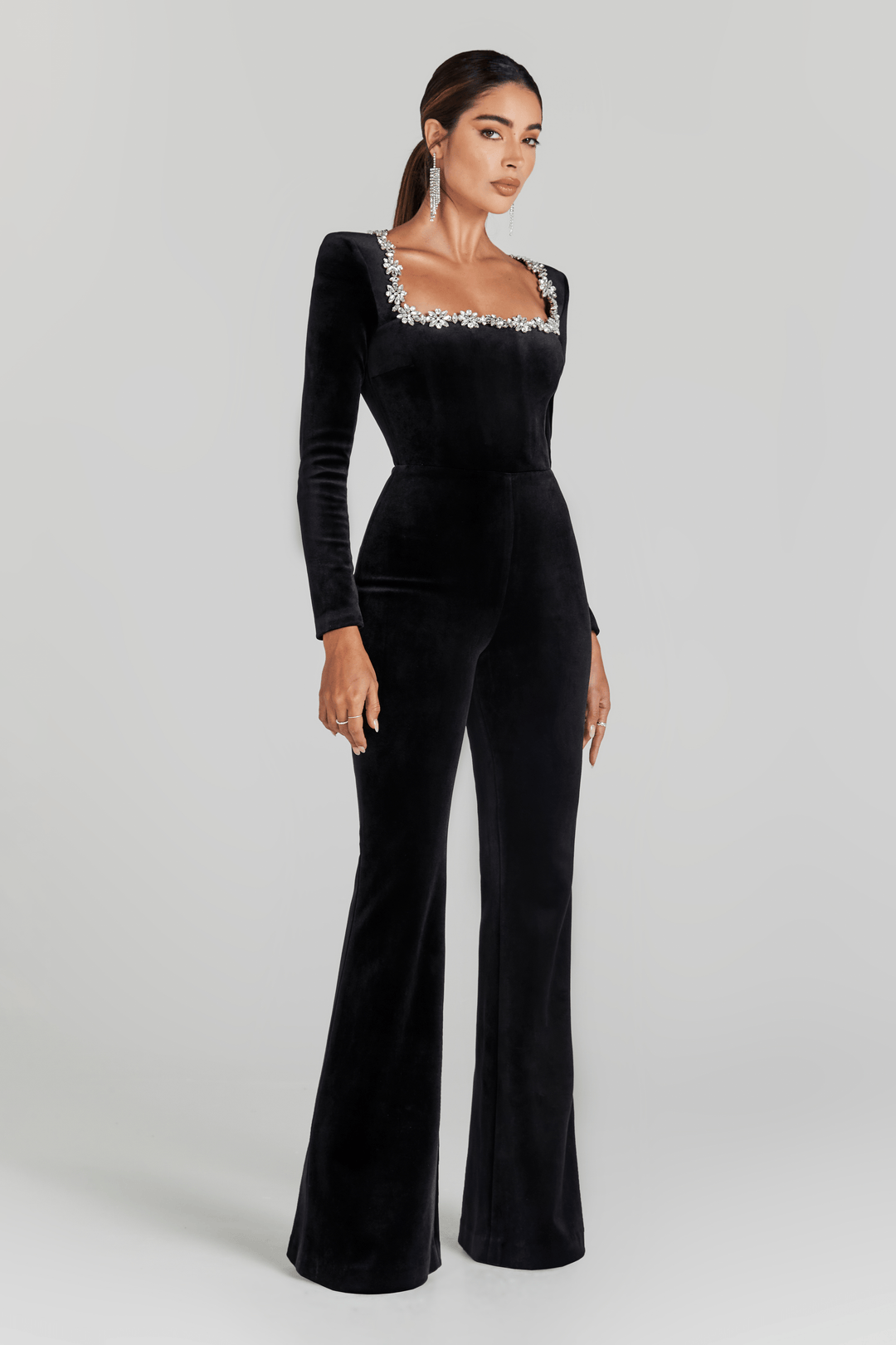 Kimberly | Black Velvet Jumpsuit