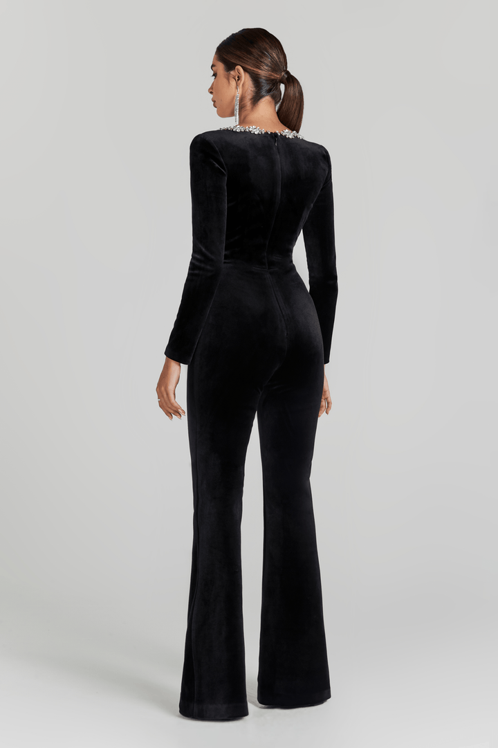 Kimberly | Black Velvet Jumpsuit