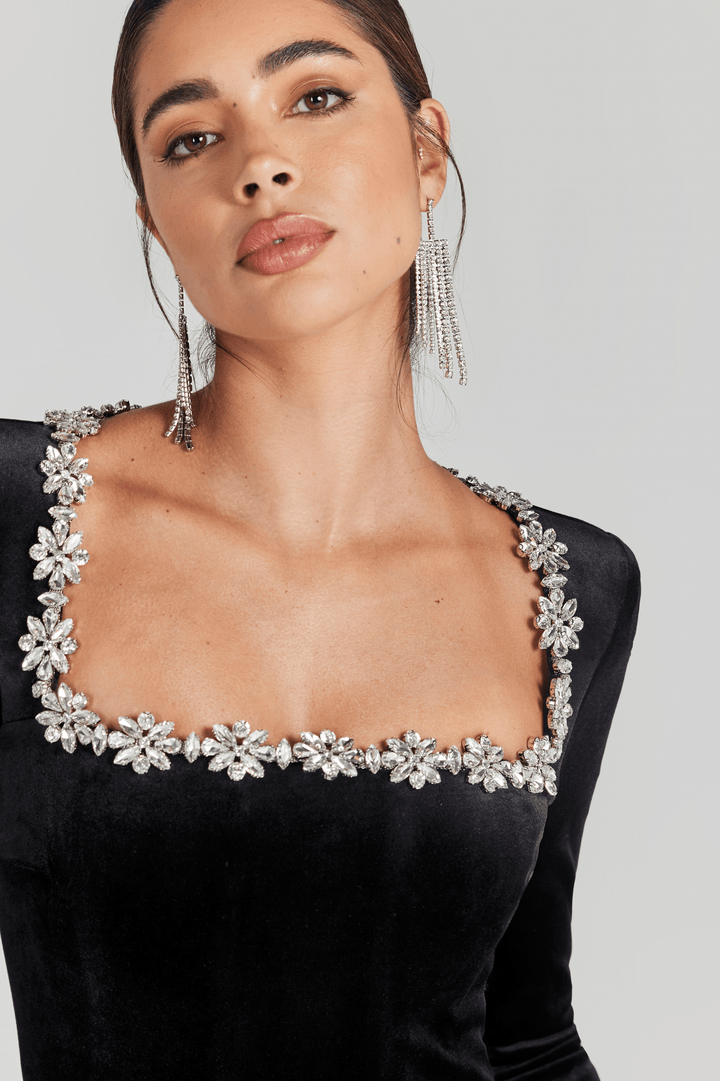 Kimberly | Black Velvet Jumpsuit