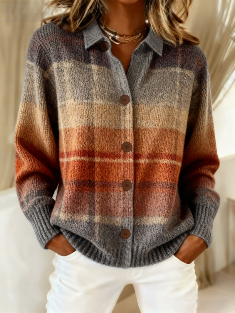 Edith | Autumn Ombre Plaid Cardigan