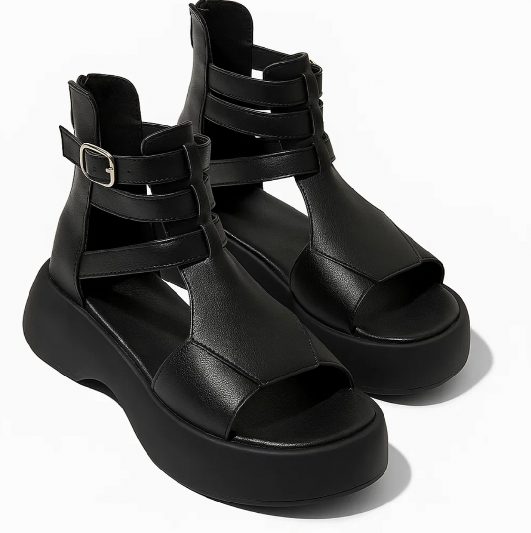 Open sandal with wedge heel