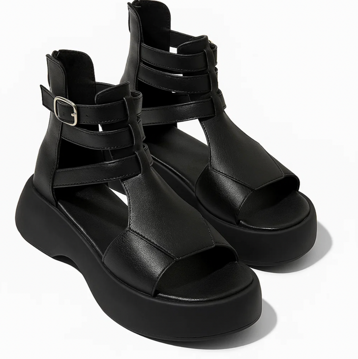 Open sandal with wedge heel