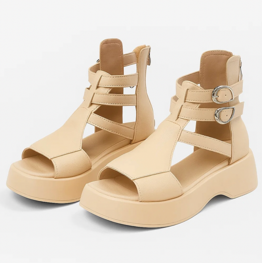 Open sandal with wedge heel