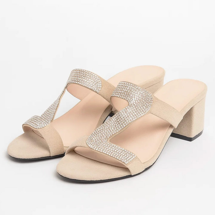 Glitter block heel sandals