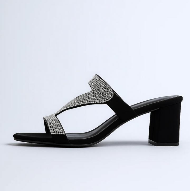 Glitter block heel sandals