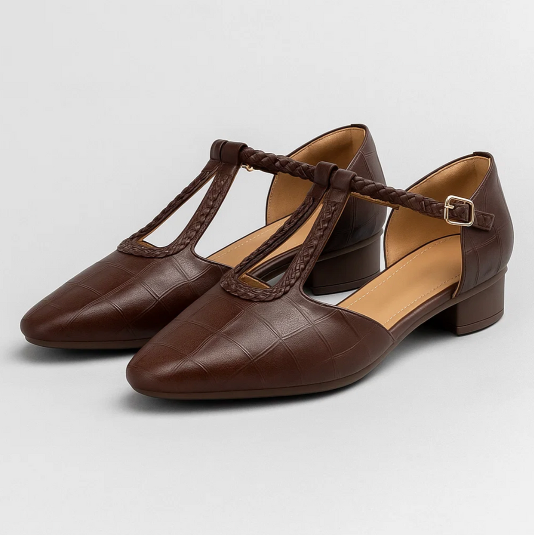 OrthoLuxe Braided T-Strap Flats