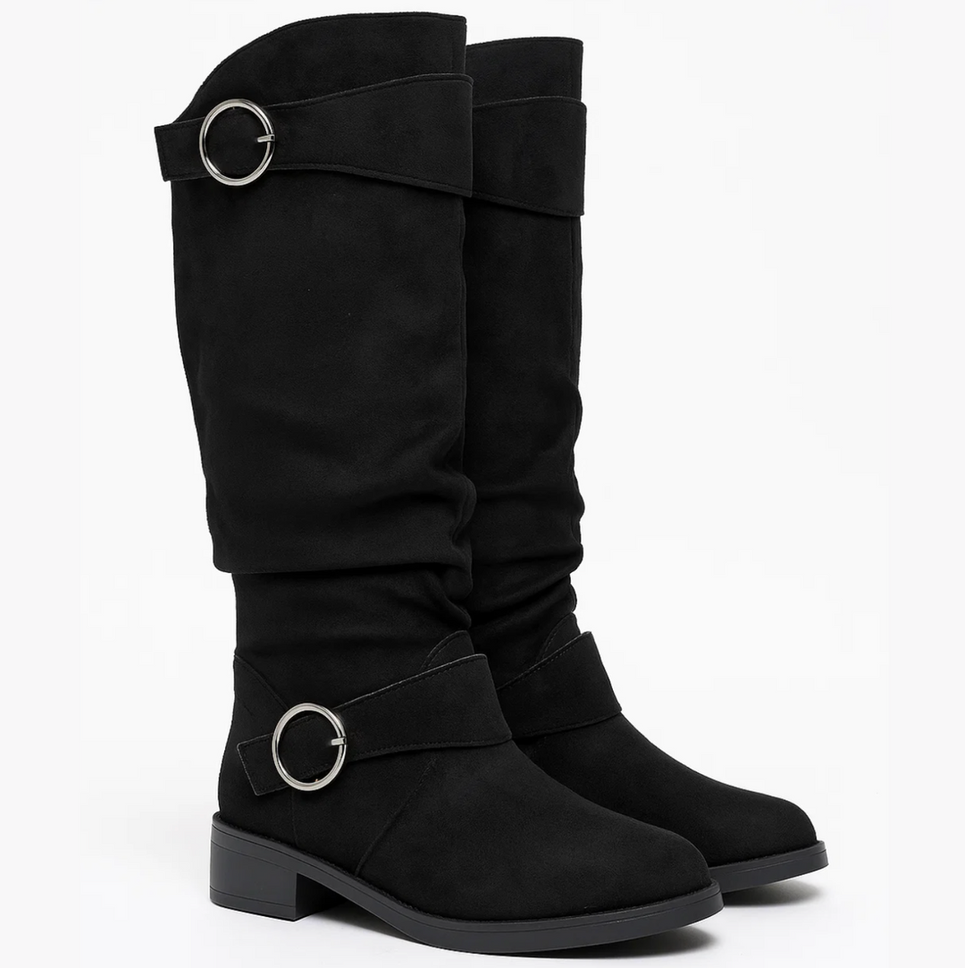 Suede Buckle Boots
