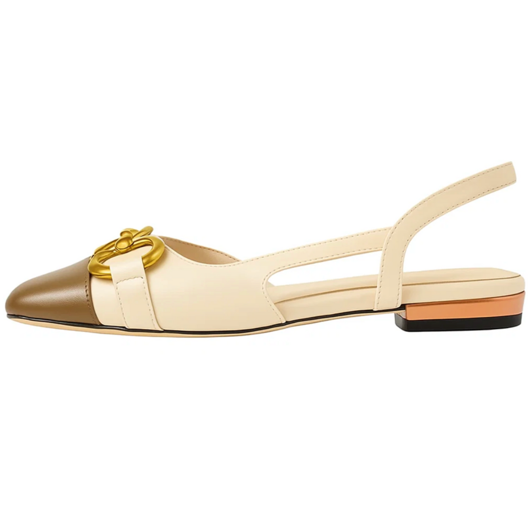 Novara | Two-tone slingback flat shoes