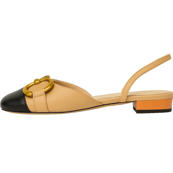 Novara | Two-tone slingback flat shoes