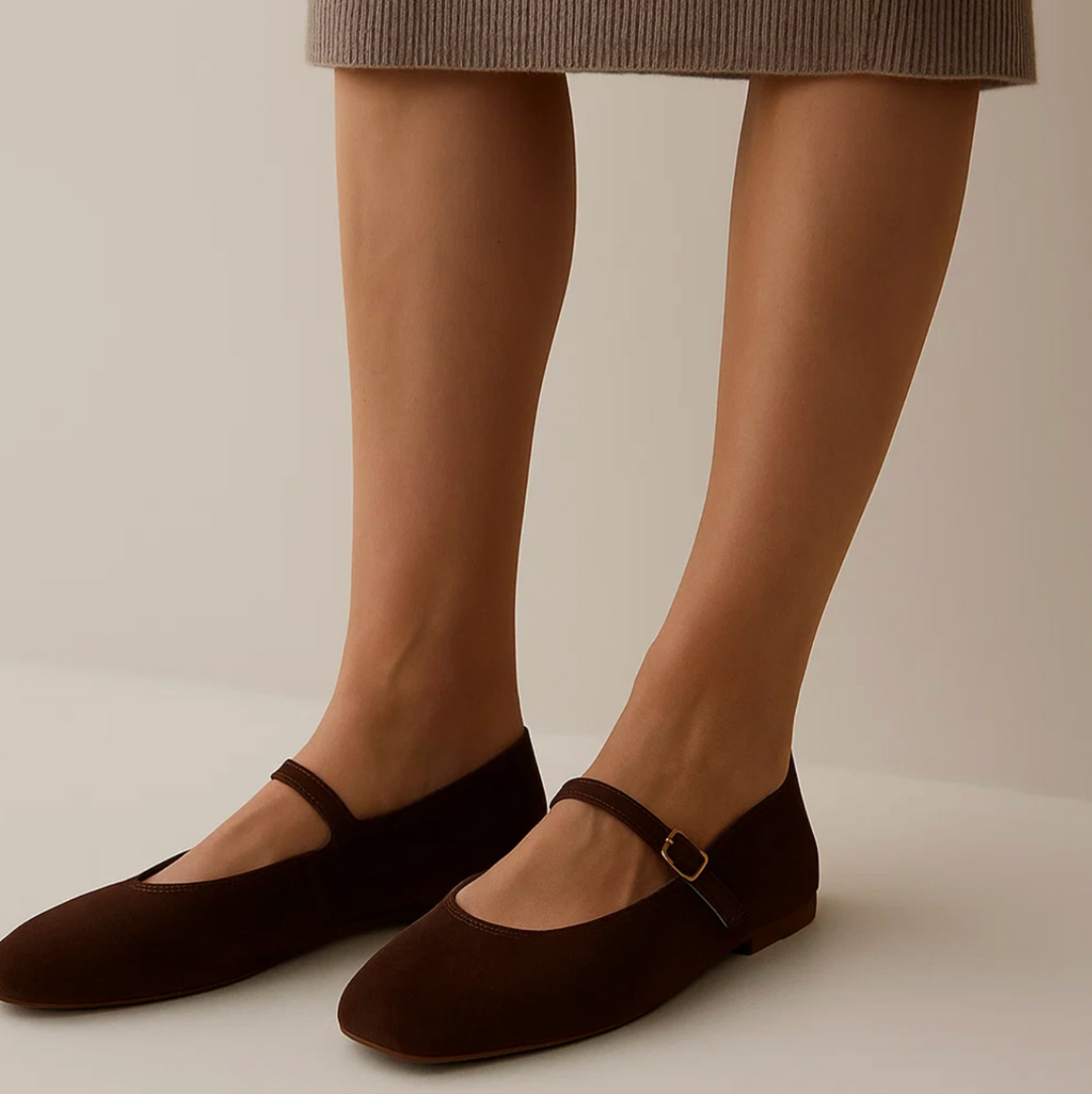 Suede Mary Jane Flats