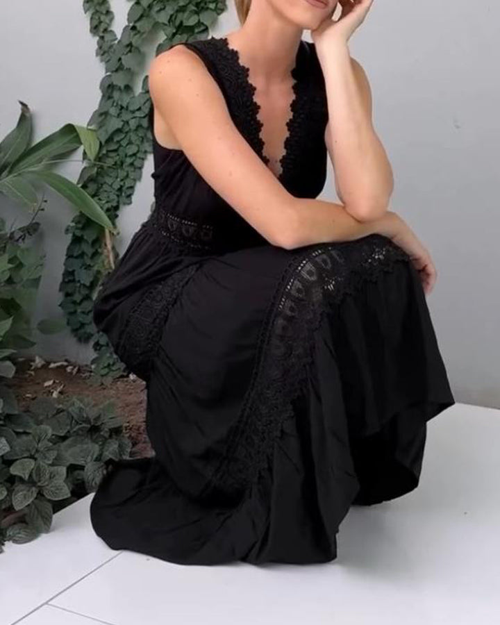 Charlotte | Handcrafted Lace Dress with V-Neckline