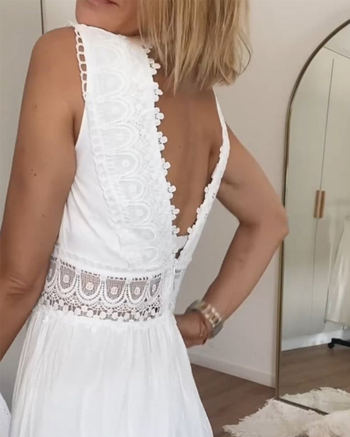 Charlotte | Handcrafted Lace Dress with V-Neckline