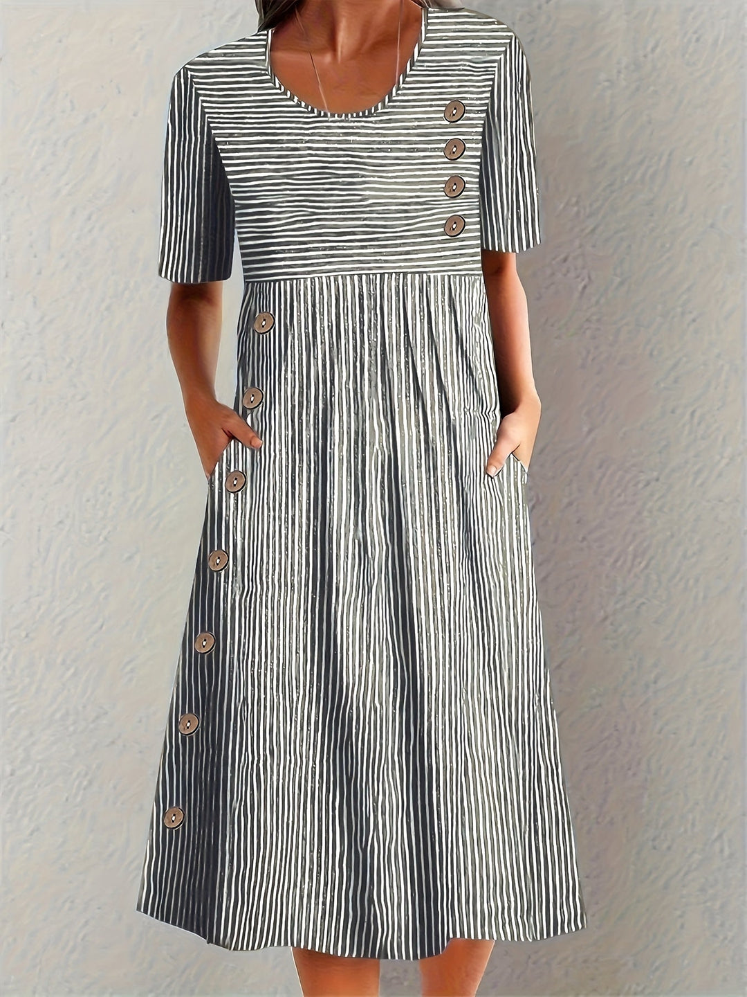 Aubrey | Elegant Striped Summer Midi Dress