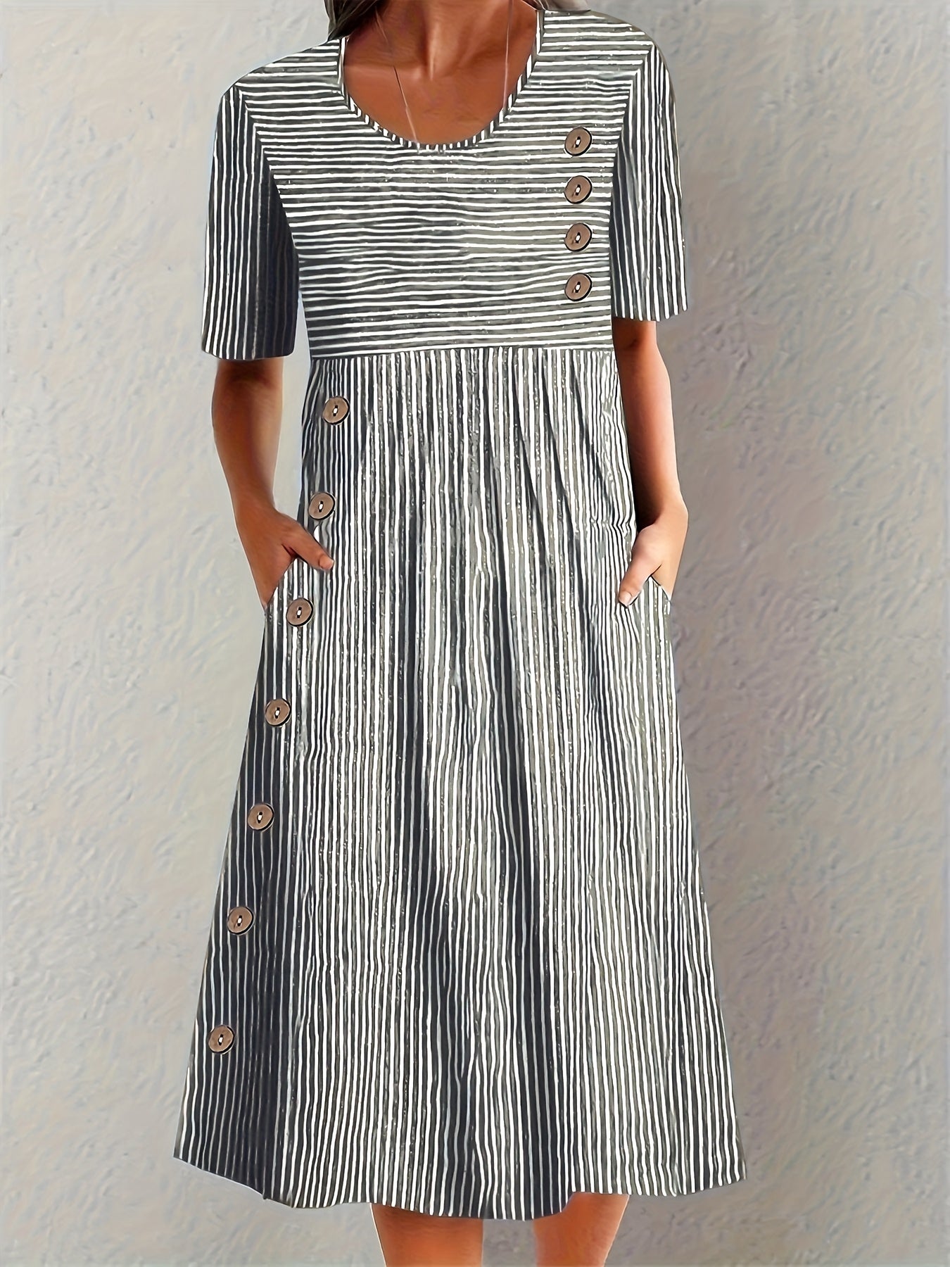 Aubrey | Elegant Striped Summer Midi Dress