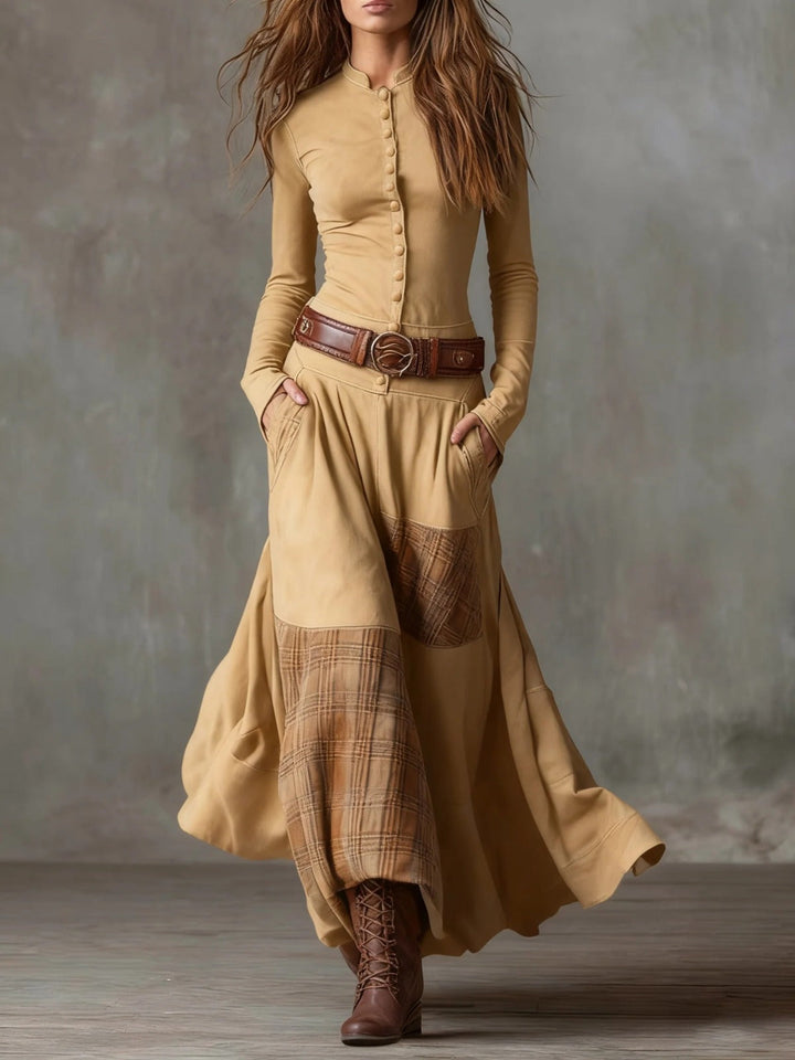 Isabelle | Suede maxi dress with belt